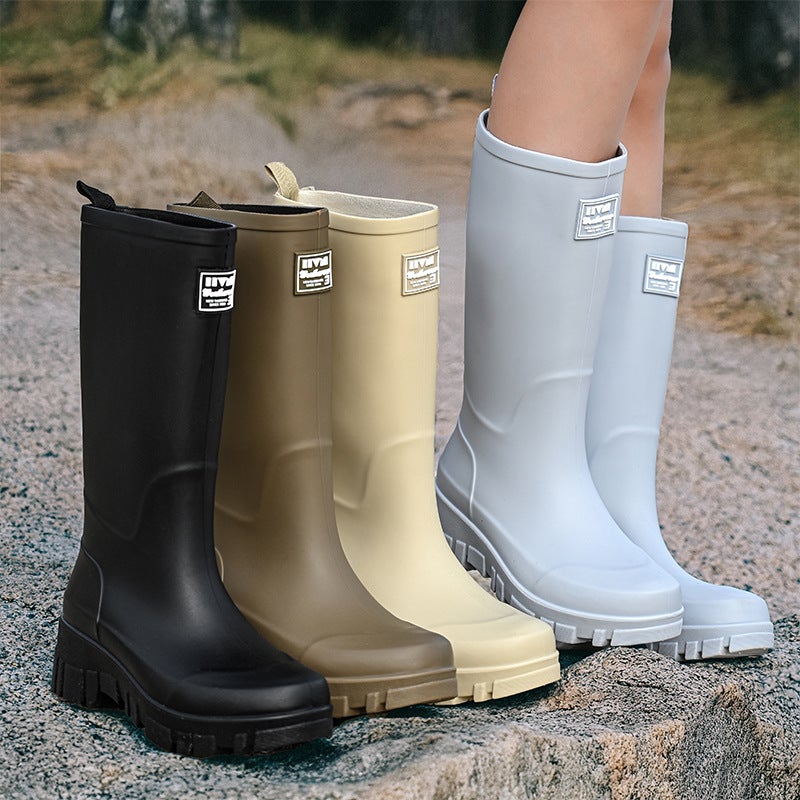Fashion High-Heeled Rain Shoes Women'S Non-Slip Water Shoes Outfit Waterproof Water Boots Adult Rain Boots Rubber Shoes Thickened Warm - Image 2